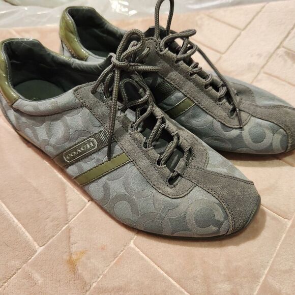 COACH Sneakers For Women Size US 11 M Gray Kathleen Coach Logo Leather - Picture 2 of 12